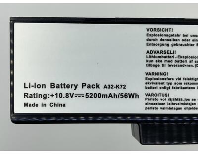 Акумуляторна батарея для ноутбука Asus A32-K72 10.8V Black 5200mAh OEM - фото 3