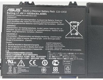 Посилена акумуляторна батарея для ноутбука Asus C23-UX32 UX32A 7.4V Black 6520mAh Orig - фото 3
