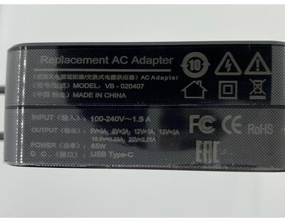 Блок живлення для ноутбука Asus 65W 20V 3.25A Type-C ADL-65A1 OEM - фото 3