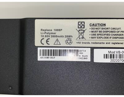 Акумуляторна батарея для ноутбука Asus 1008P Eee PC 1008KR 10.95V Black 2200mAh OEM - фото 3