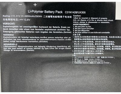 Аккумуляторная батарея для ноутбука Asus C31N1428 UX305 11.31V Black 4950mAh OEM - фото 3