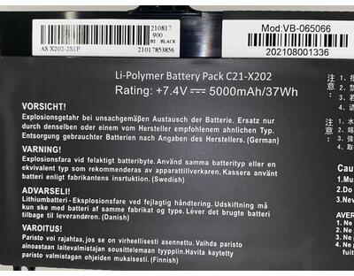Аккумуляторная батарея для ноутбука Asus C21-X202 X202 7.4V Black 5000mAh OEM - фото 3