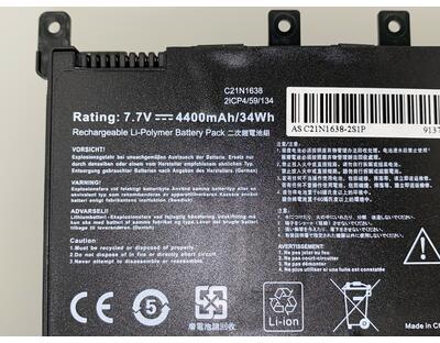 Аккумуляторная батарея для ноутбука Asus (C21N1638) F442U 7.7V Black 4400mAh OEM - фото 3