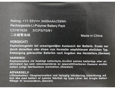 Аккумуляторная батарея для ноутбука Asus C31N1620 UX430 11.55V Black 4210mAh OEM - фото 3