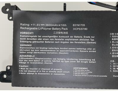 Акумуляторна батарея для ноутбука Asus B31N1705 VivoBook Flip 14 TP410UA 11.4V Black 3600mAh OEM - фото 3