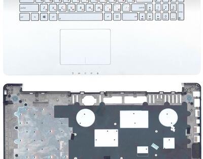 Клавиатура для ноутбука Asus (N750) с топ панелью, с подсветкой (Light), Silver, RU