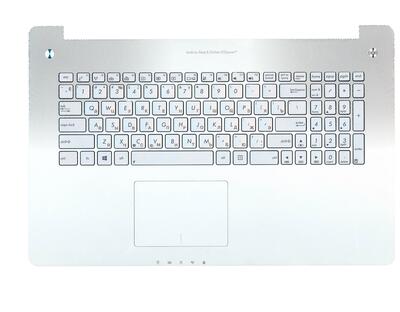 Клавиатура для ноутбука Asus (N750) с топ панелью, с подсветкой (Light), Silver, RU - фото 3