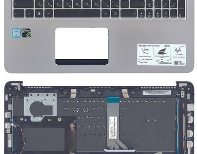 Клавиатура для ноутбука Asus (K501L) Black, с топ панелью (Gray), RU