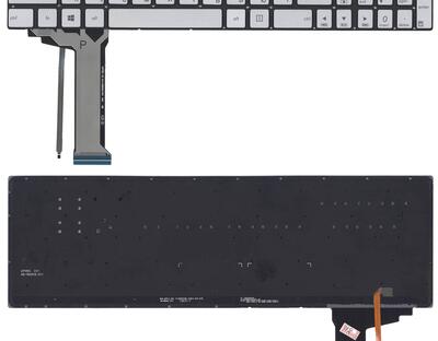 Клавиатура для ноутбука Asus (N551) с подсветкой (Light), Gray, (No Frame) RU - фото 5