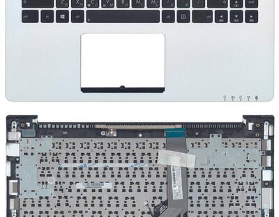 Клавиатура для ноутбука Asus VivoBook (S400CA, S451, S401) Black, с топ панелью (Silver), RU