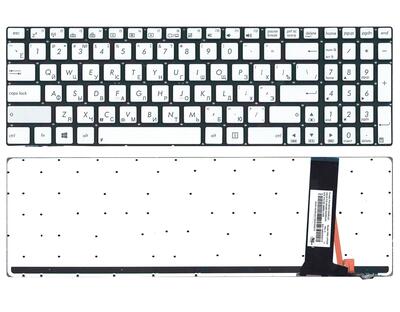 Клавиатура для ноутбука Asus (N550) с подсветкой (Light), Silver, (No Frame) RU/EN - фото 5